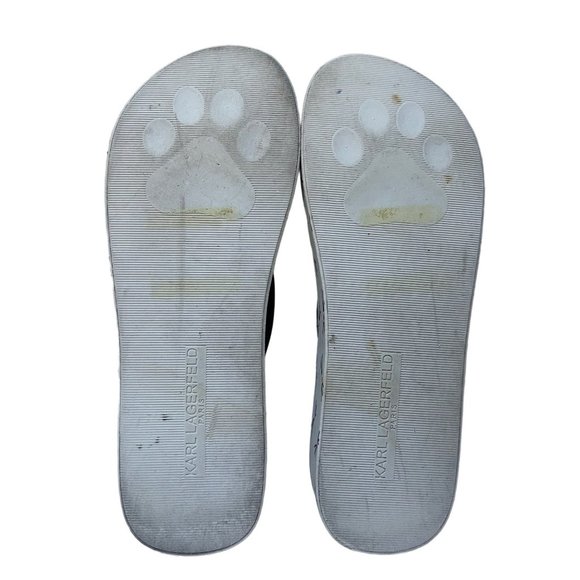 Karl Lagerfeld Paris flip flop Wedge Arch Platform Women’s Size 9.5 Kitty Prints - Picture 5 of 5